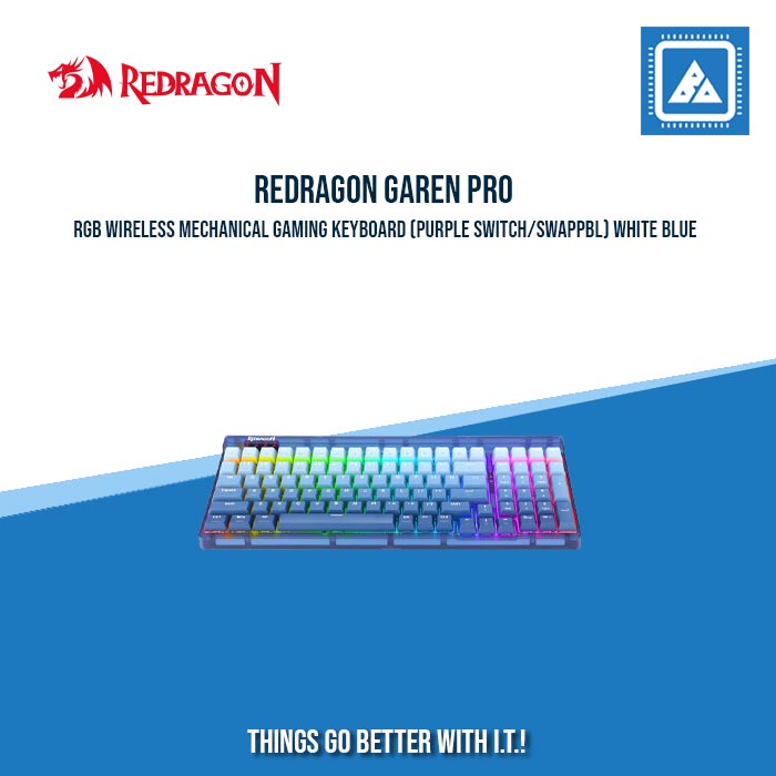 REDRAGON GAREN PRO RGB WIRELESS MECHANICAL GAMING KEYBOARD (PURPLE SWITCH/SWAPPBL) WHITE BLUE REDRAGON GAREN PRO RGB WIRELESS MECHANICAL GAMING KEYBOARD (PURPLE SWITCH/SWAPPBL) WHITE BLUE